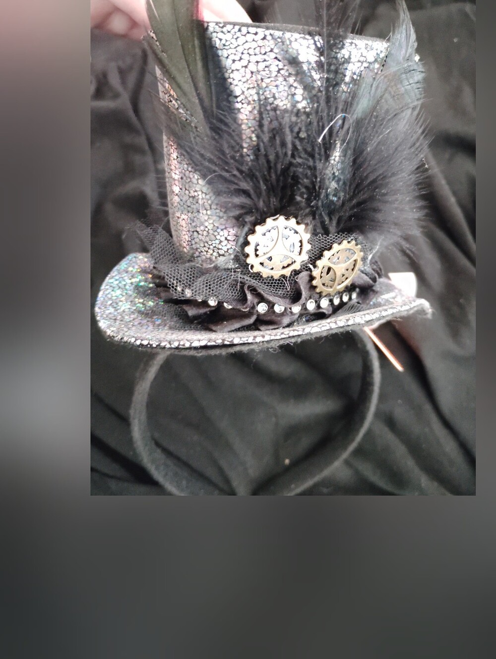 New Steampunk Mini Feathered Top Hat Headband Halloween Cosplay